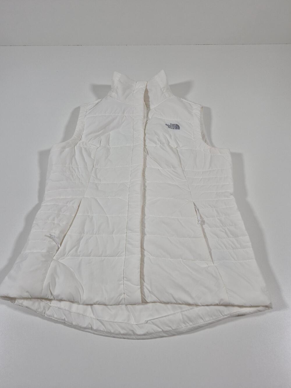 The North Face Vest Womens Medium White Quilted Insulated Puffer Zip Warm FLAW